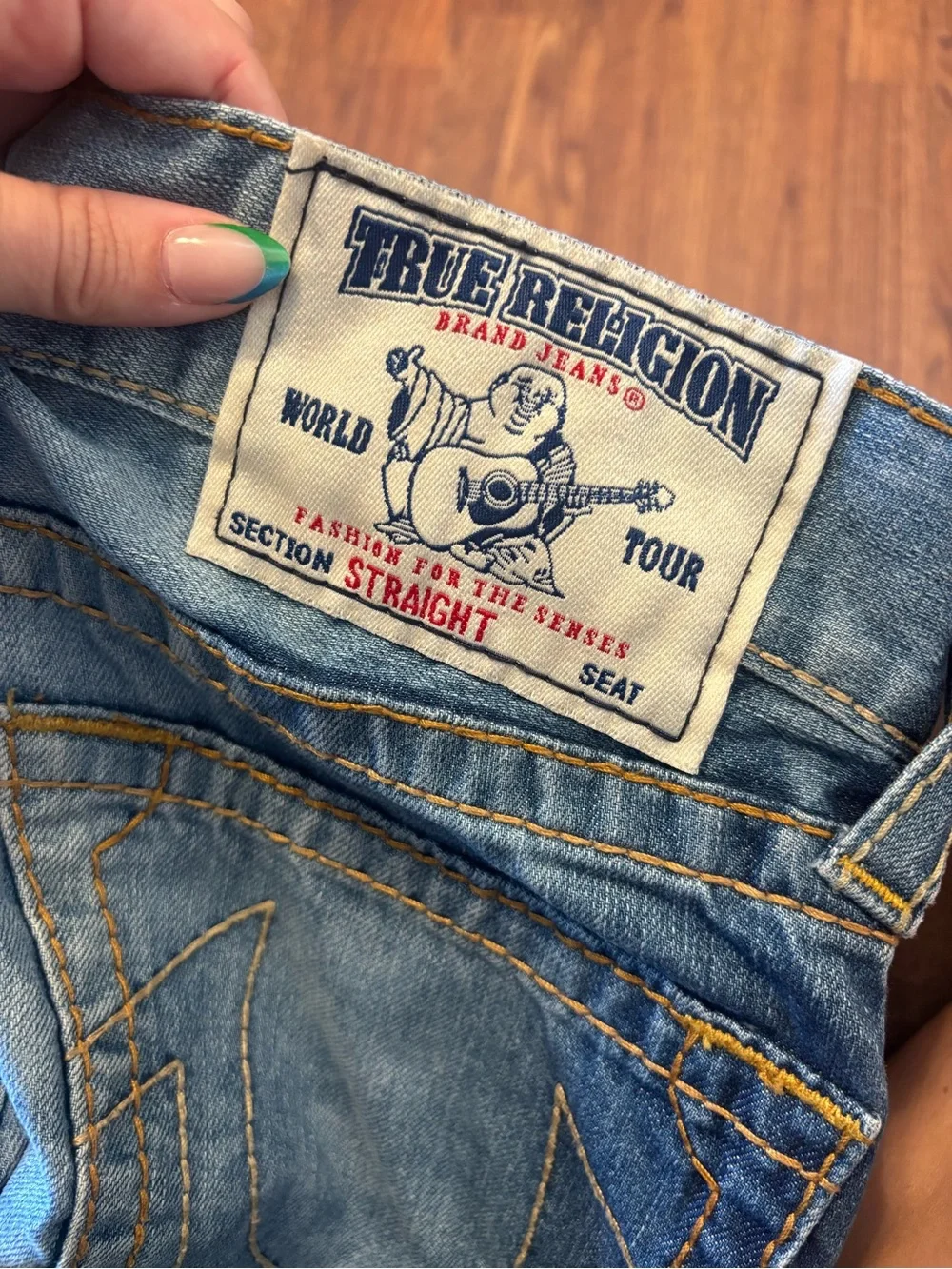 True Religion Men's Two-Tone Blue Straight Jeans